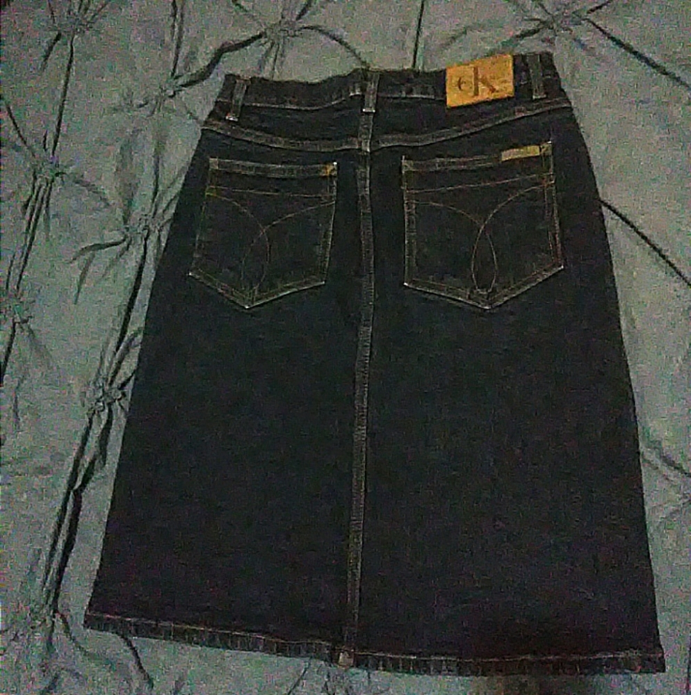 Vintage Calvin Klein CK 90's Dark  Denim Skirt
